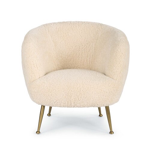Regina Andrew Sheepskin Chair with natural brass legs
